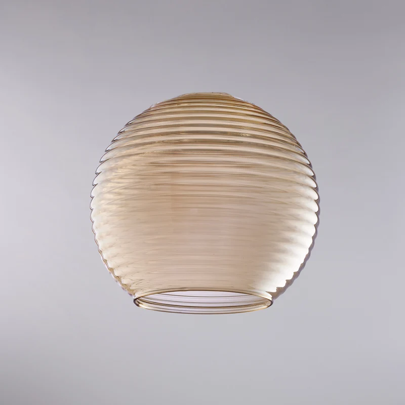 Diffuseur en verre soufflé ambré avec lignes en relief H.18 - Ø20