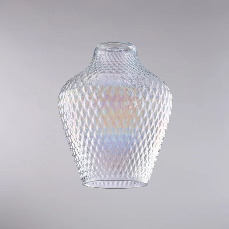 diffuseur en verre soufflé transparent à décor en relief H.27 - Ø21