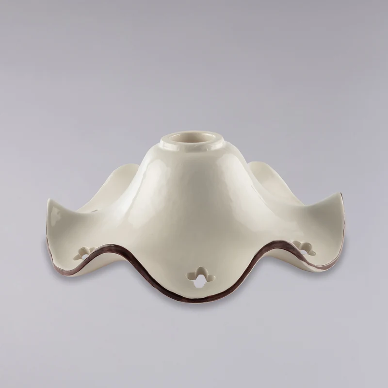 Diffuseur en céramique blanc brillant et marron avec décalque fleur de coquelicot H.9 - Ø30