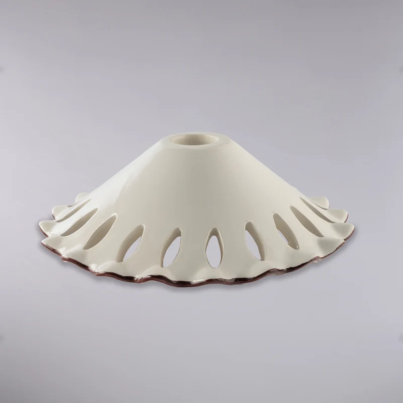 Diffuseur en céramique diamètre 30 blanc brillant et marron perforé H.9 - Ø30