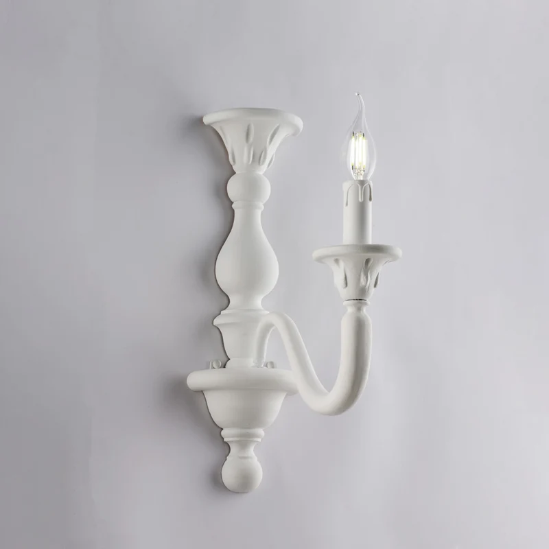 Applique murale en bois blanc Shabby 1 lumière H.41 - L.13 - P.26