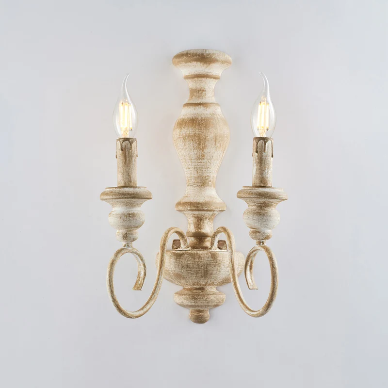 Applique en bois et fer blanc et tourterelle, 2 lumières H.40 - L.25 - P.18
