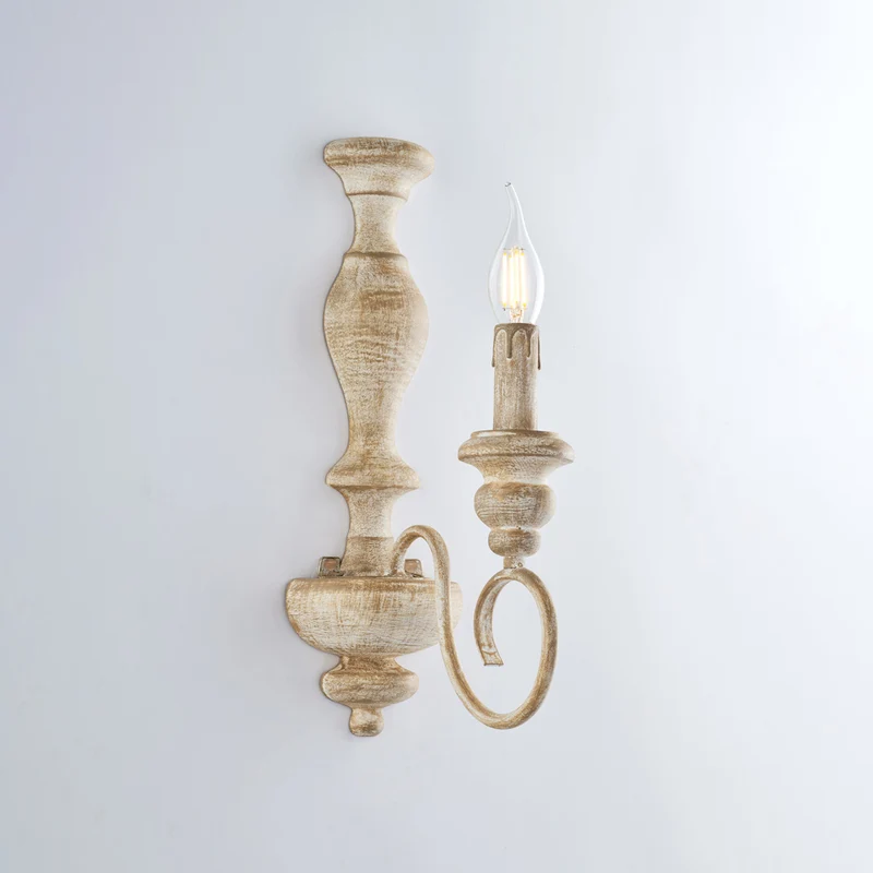 Applique en bois et fer blanc et tourterelle, 1 lumière H.40 - L.13 - P.21
