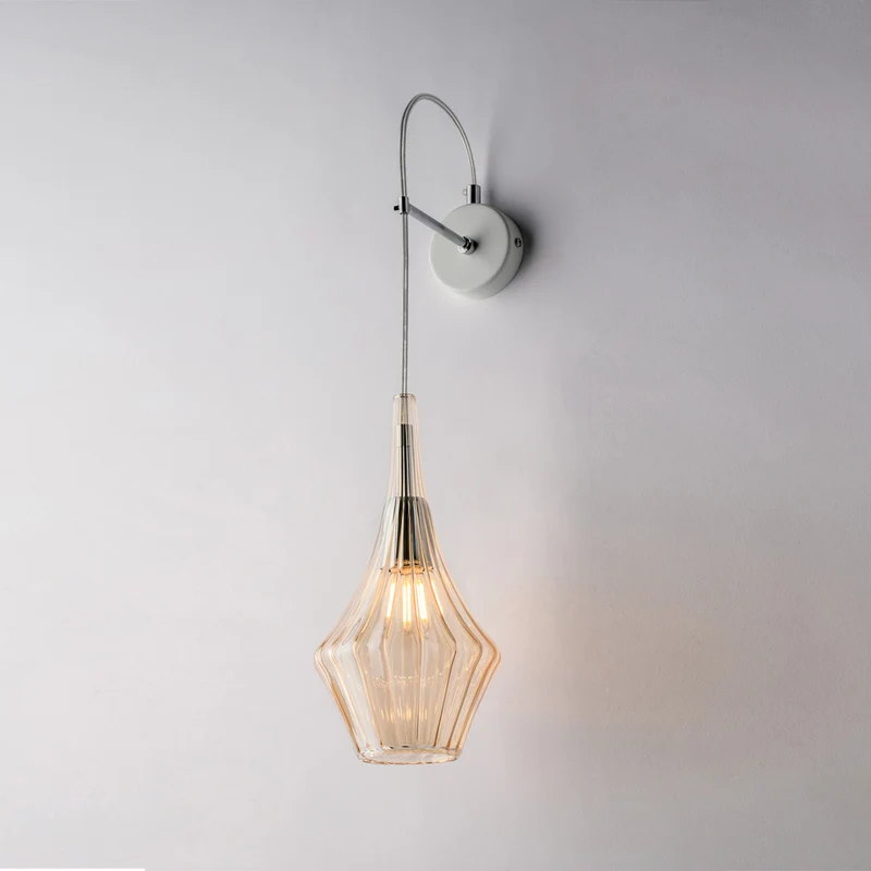 Applique en fer et verre ambré Pyrex, 1 lumière - Lanterne