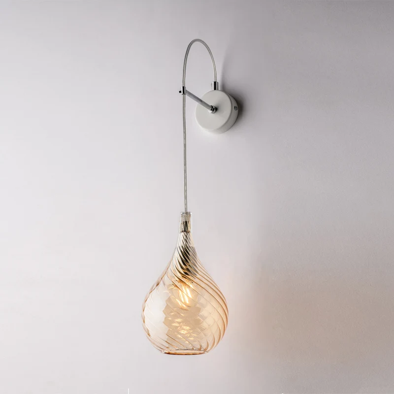 Applique en fer et verre ambré Pyrex, 1 lumière – Drop