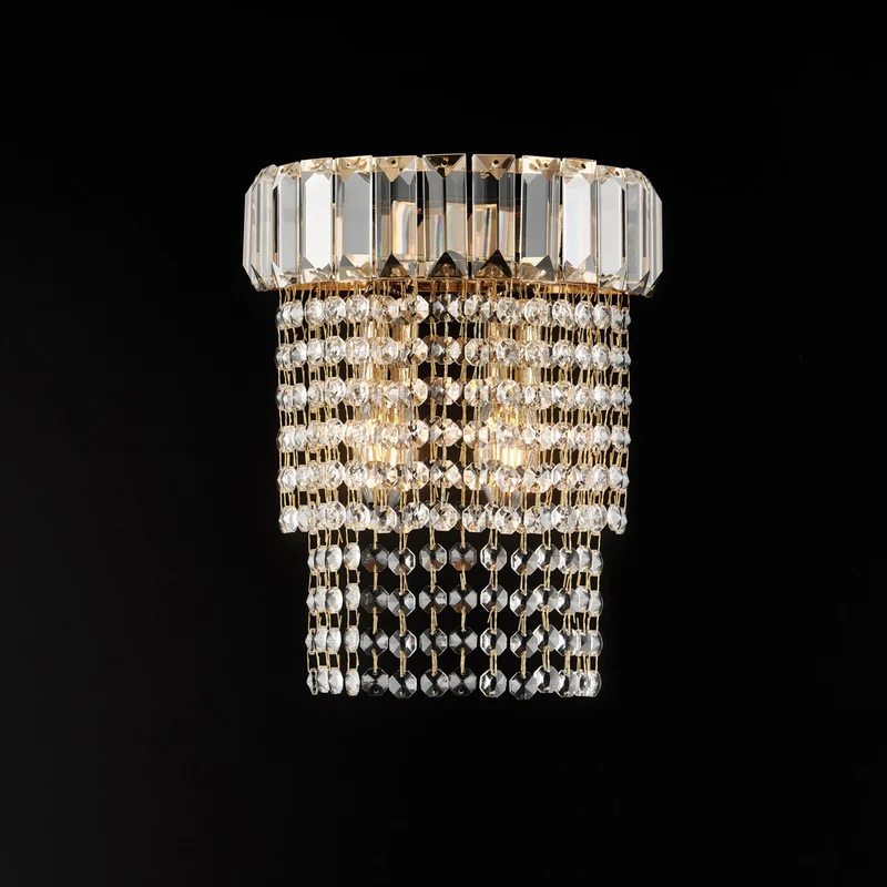 Applique en fer et laiton doré avec strass 2 lumières H.27 - L.22 - D.14