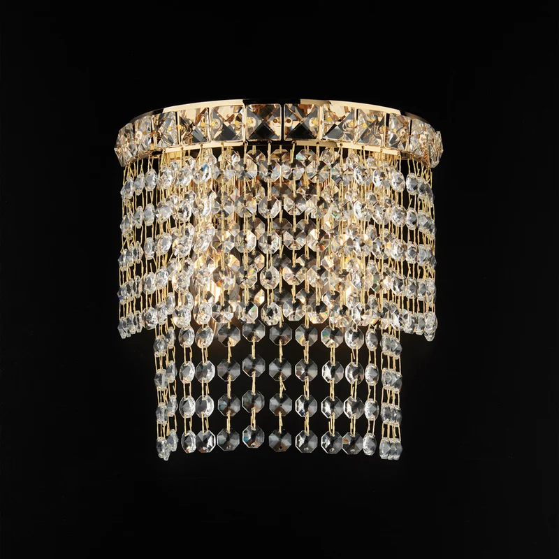 Applique en fer et laiton doré avec strass 2 lumières H.23 - L.14 - P.21