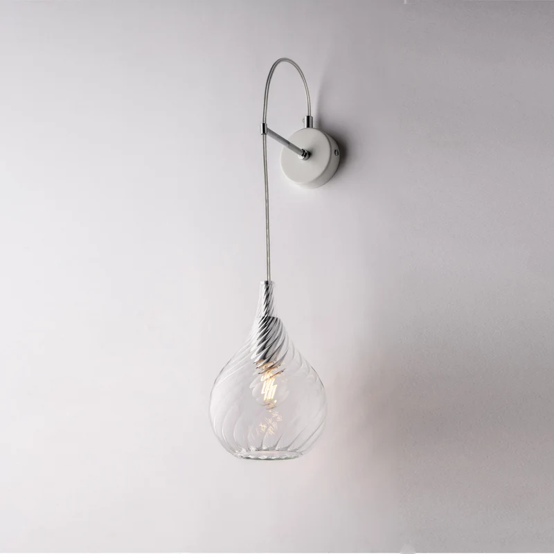 Applique murale Fer en verre pyrex nervuré, 1 lumière, H.60 L.14 P.21