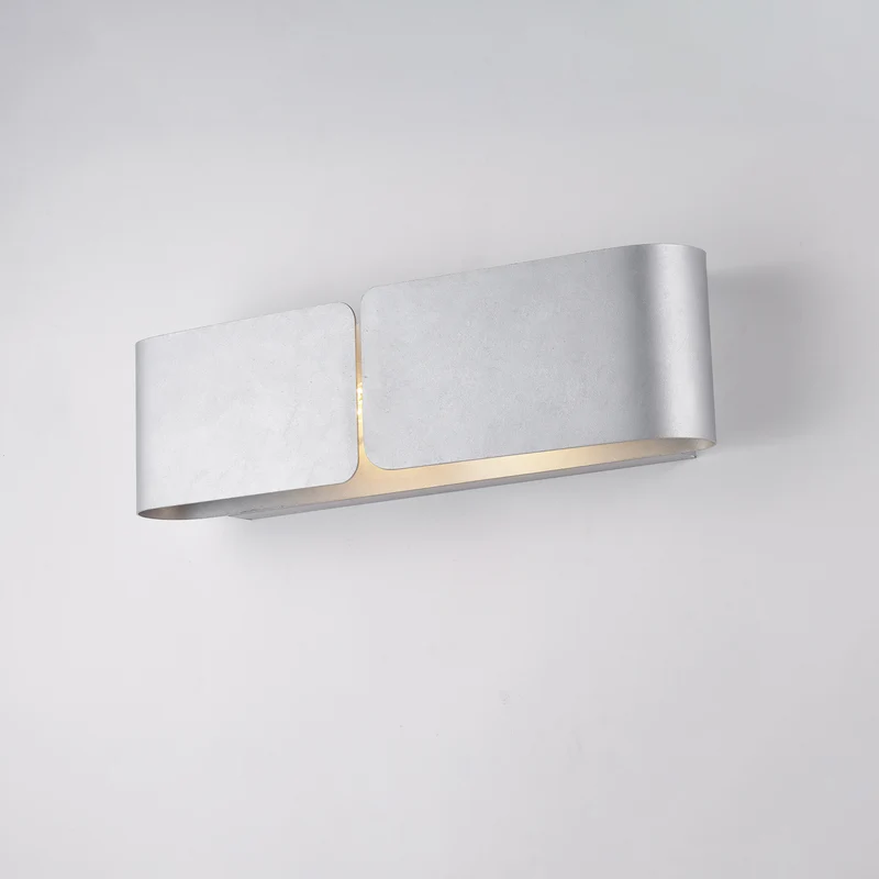 Applique en Fer Laqué Blanc Décor Argenté 2 Lumières 12x45x10 cm