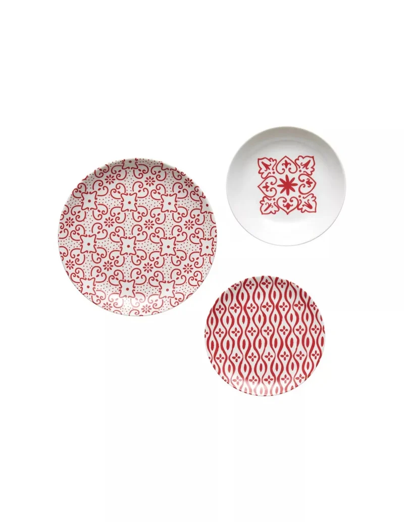 Ensemble de 6 couverts en majolique rouge vif