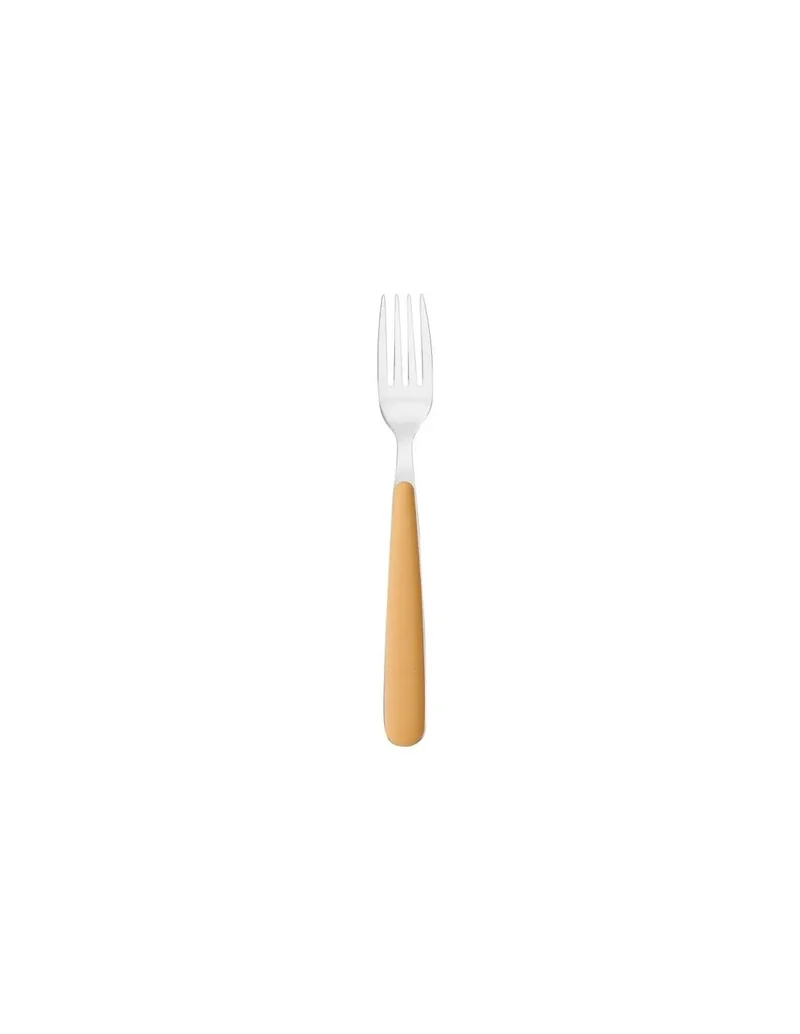 Fourchette de table en acier inoxydable jaune