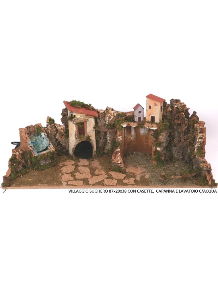 Village en liège 87x29x38 cm