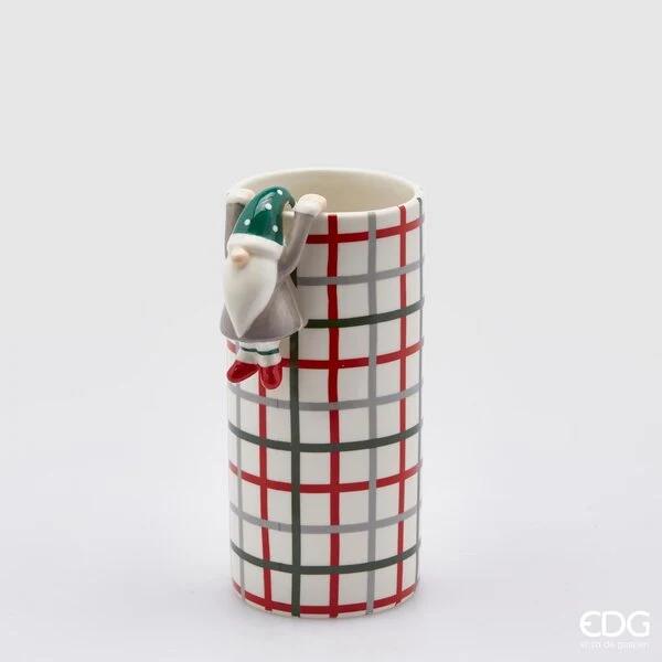 Vase cylindrique Père Noël 20x9 cm