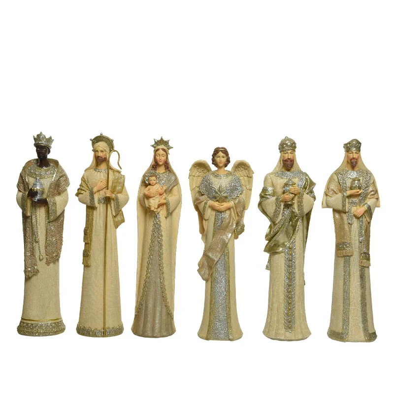 Crèche de Noël couleur crème 37,5 cm
