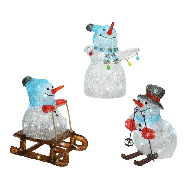 Bonhomme de neige LED 32,5 cm lumière froide
