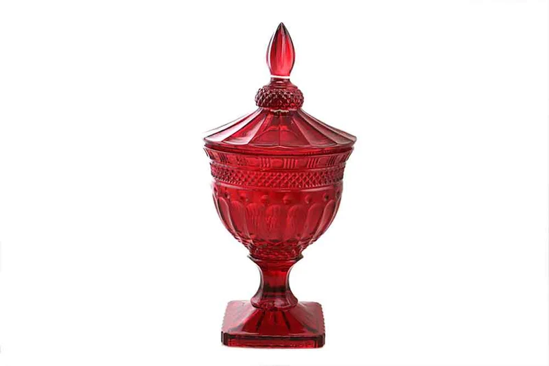 Potiche dragées 37,5 cm rouge