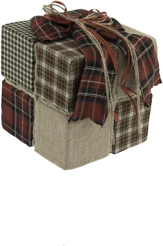 Coffret cadeau en tissu patchwork 28x28x30 cm