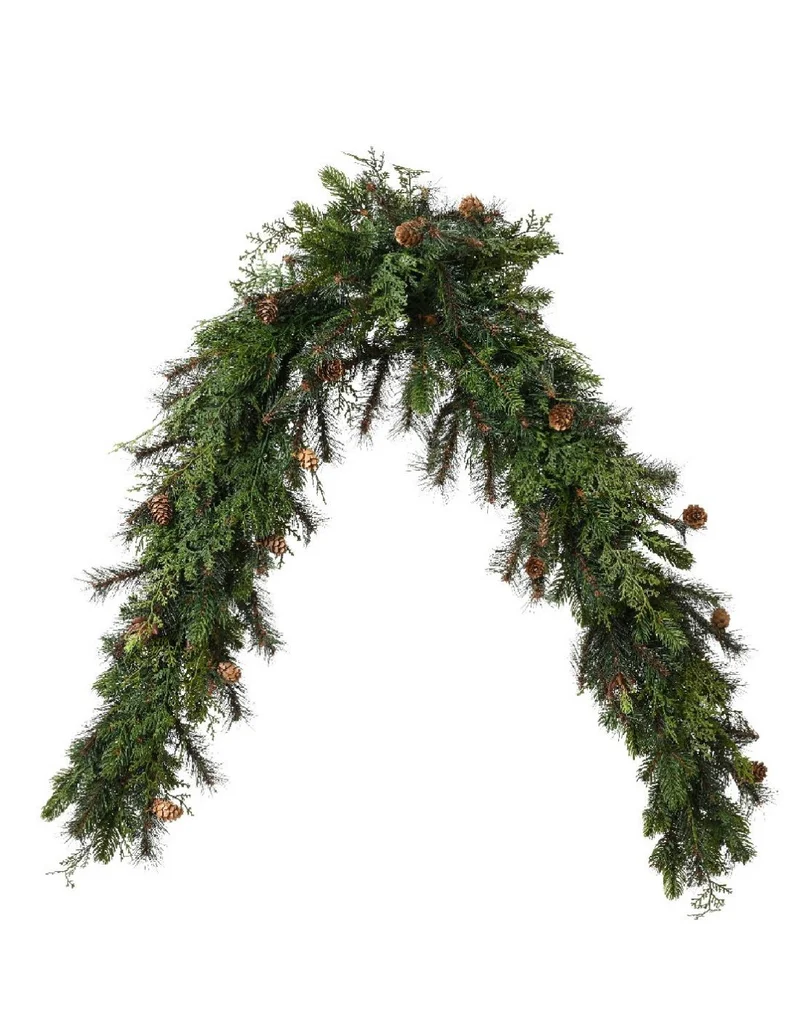 Guirlande de cyprès avec pommes de pin 165x10 cm