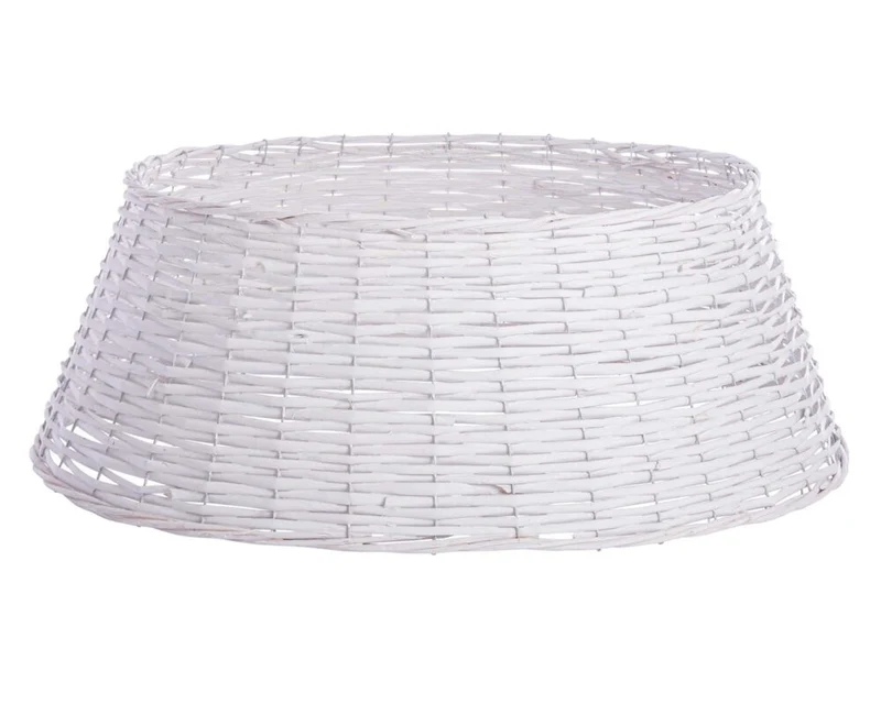 Panier cache-socle rond en bois blanc