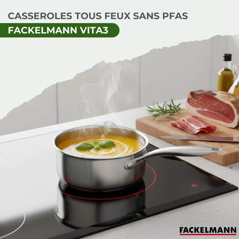 3 Casseroles 14 16 et 18 cm inox 18/10 Triply Fackelmann Vita3