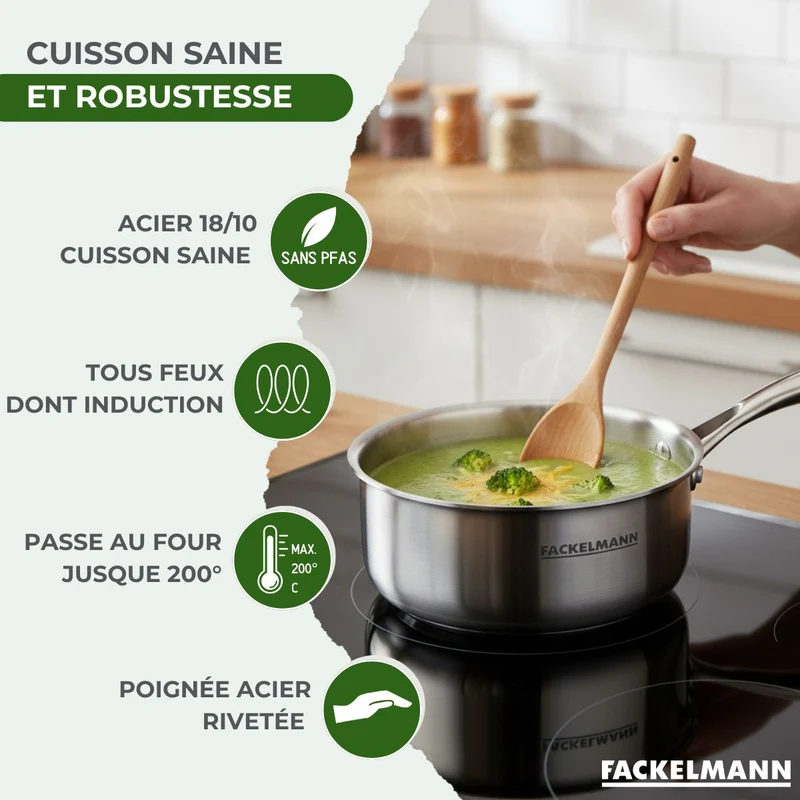 3 Casseroles 14 16 et 18 cm inox 18/10 Triply Fackelmann Vita3