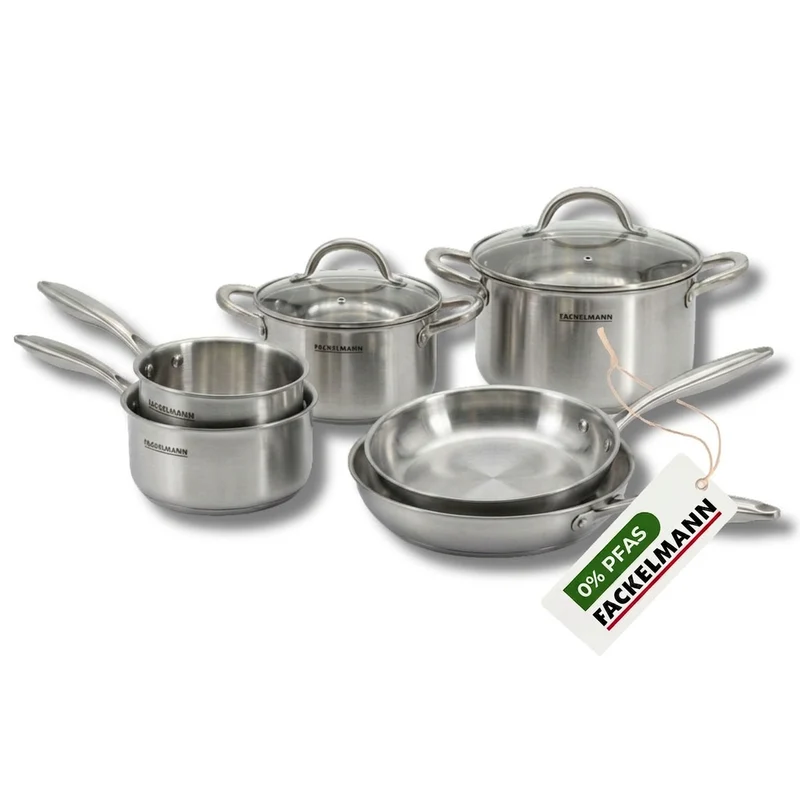 Batterie de cuisine avec 2 poêles 24/26 cm 2 casseroles 14/18 cm et 2 faitouts 20/24 cm sans PFAS Fackelmann Vita3