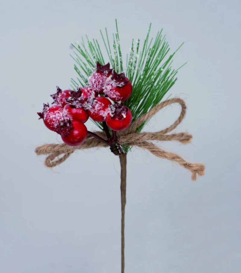 Branche décorative en PVC grenade rouge 15 cm