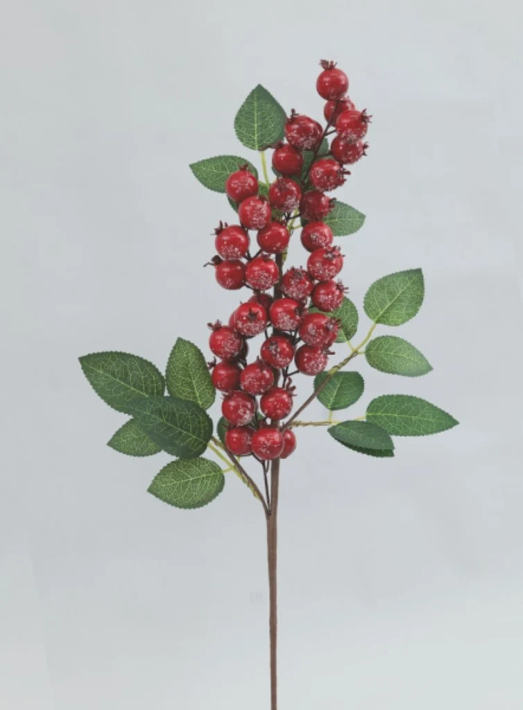 Branche décorative PVC 65 cm avec fruits rouges