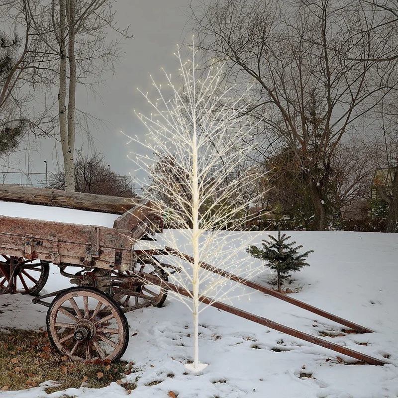 Arbre branches blanches 110x200 cm avec LED