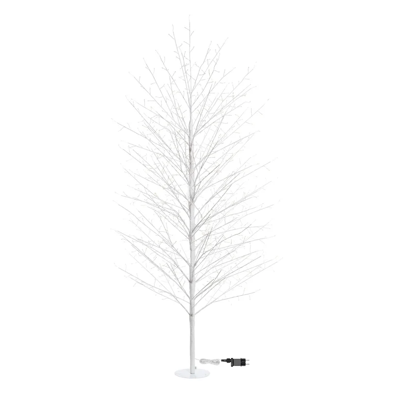 Arbre branches blanches 110x200 cm avec LED