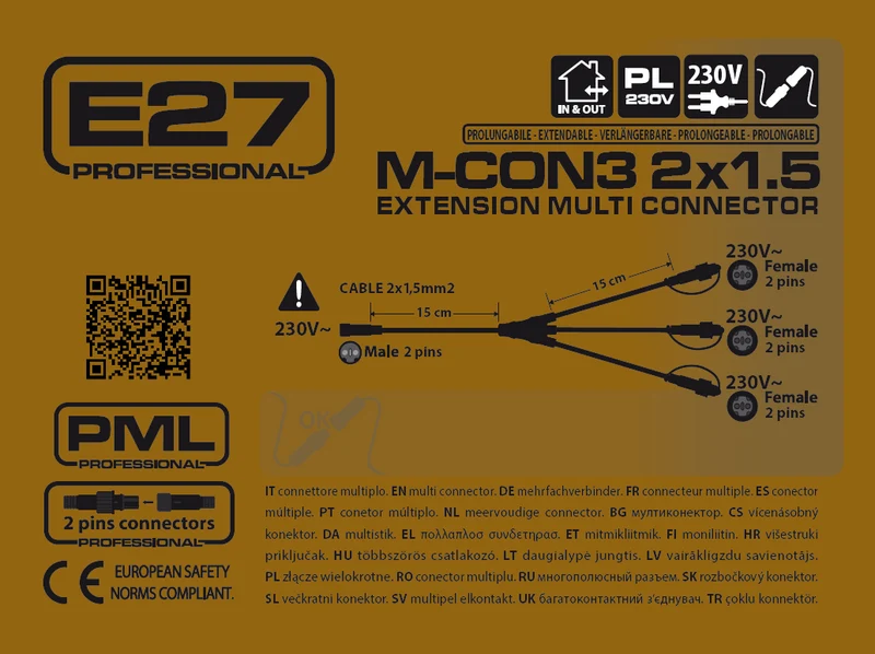 Connecteur multiple 3 sorties 15x3 cm