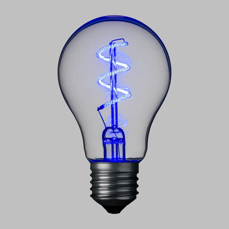 Lampe goutte spirale E27 36V Ø60mm Bleu