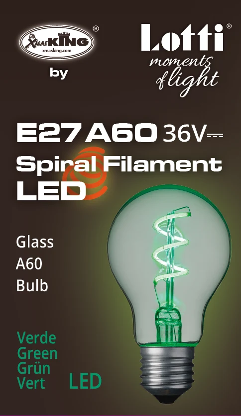 Lampe goutte spirale E27 36V 60mm Vert