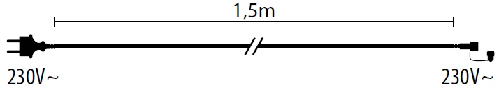 Câble d'alimentation Schuko 2x1,5mm2 1,5m