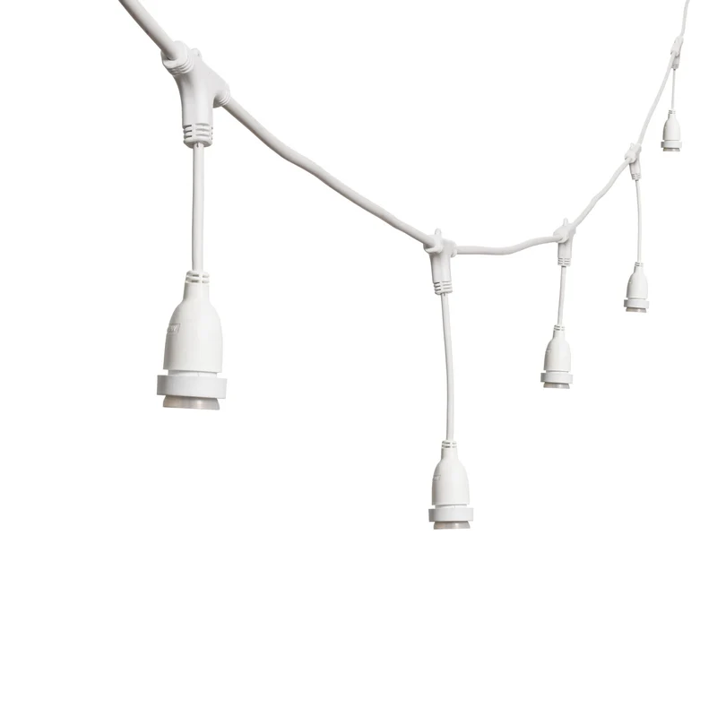 Douille E27 500xH30cm avec câble en caoutchouc blanc, usage extérieur