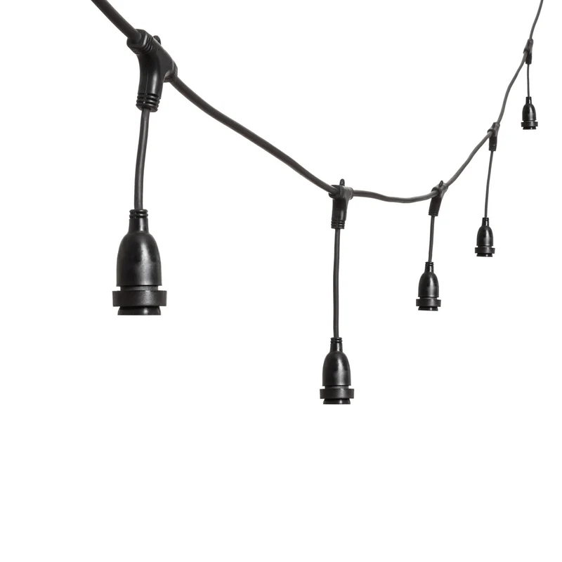 Douille E27 500xH30cm avec câble en caoutchouc noir, usage extérieur