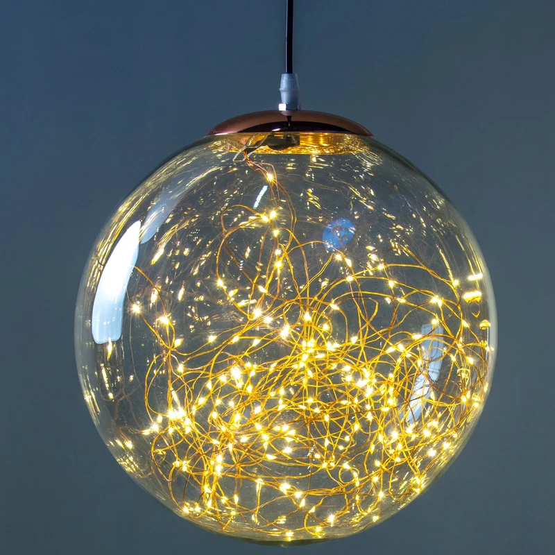 Lampe sphère en cuivre de 30 cm avec microLED de 4 m