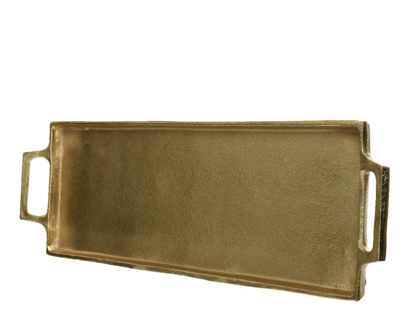 Plateau rectangulaire doré 43,5x14cm avec anse
