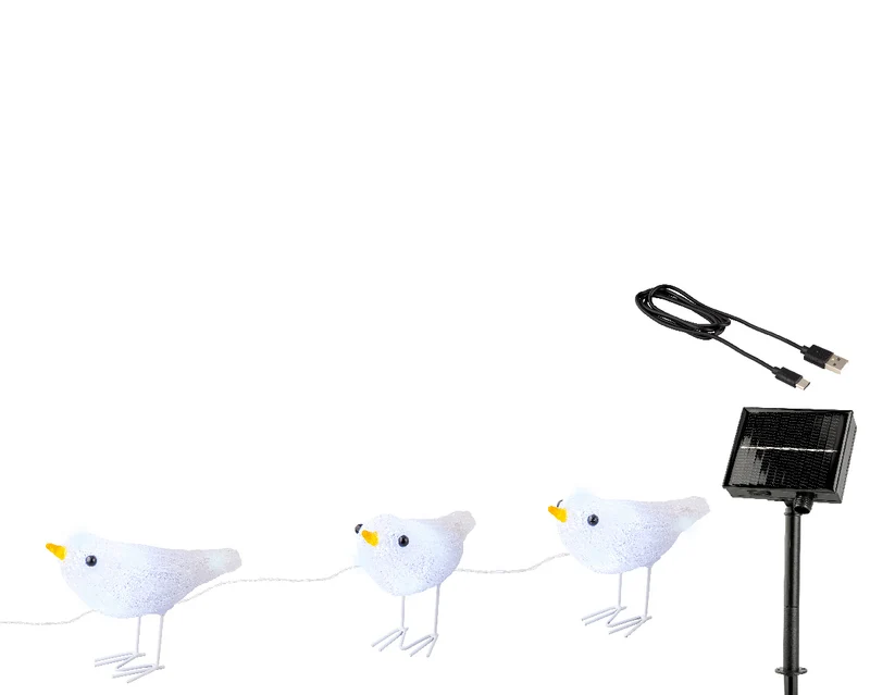 Oiseau LED en acrylique 6x16x12 cm effet scintillant