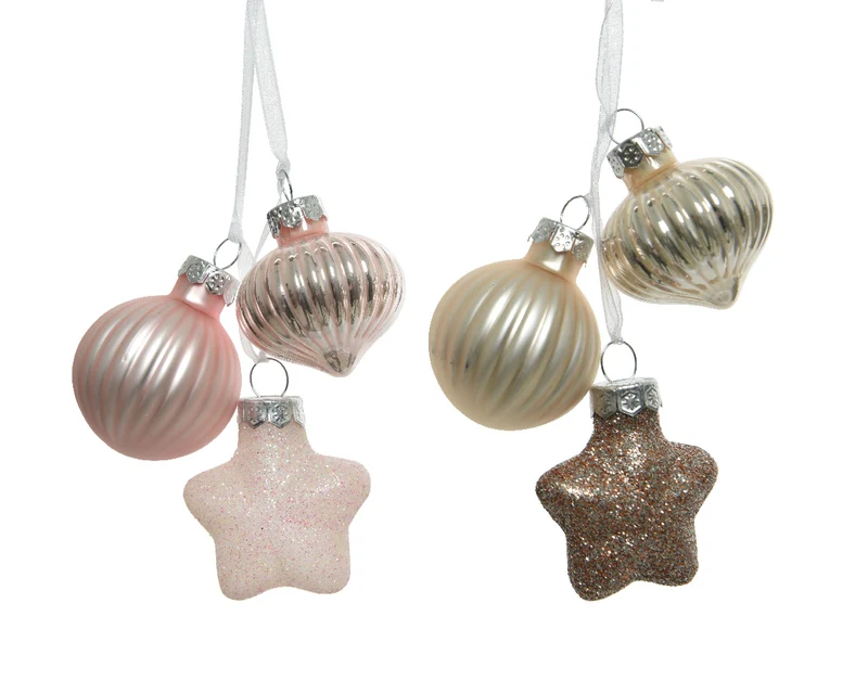 Suspension en verre opaque rose 3,5x4x11,5 cm