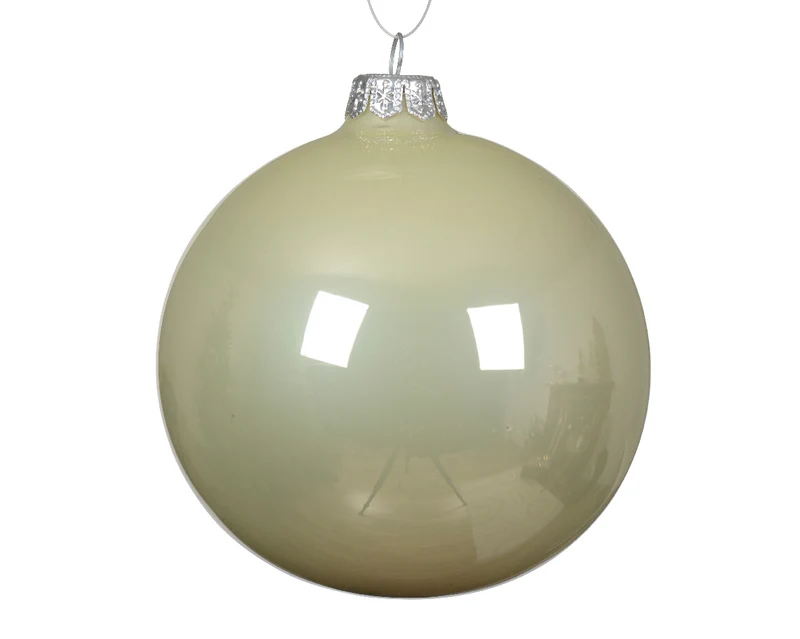 Boules en verre menthe blanche 10 cm - 4 pcs