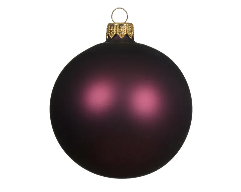 Boules en verre mauve foncé 6cm - 6 pcs