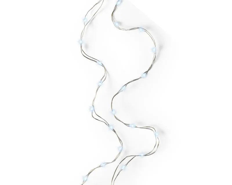 Micro lumières LED fixes 195 cm, 40 LED argentées