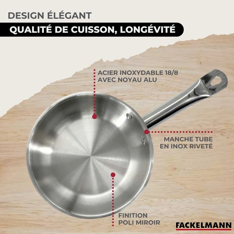 Batterie de cuisine avec 2 poêles 20/28 cm et 2 faitouts 20/24 cm avec 1 ustensiles de cuisine Fackelmann Etherna