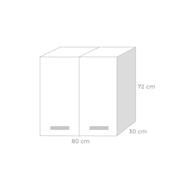 Meuble Haut de Cuisine Modulaire Blanc Frêne 2 Portes 80x32xH 72