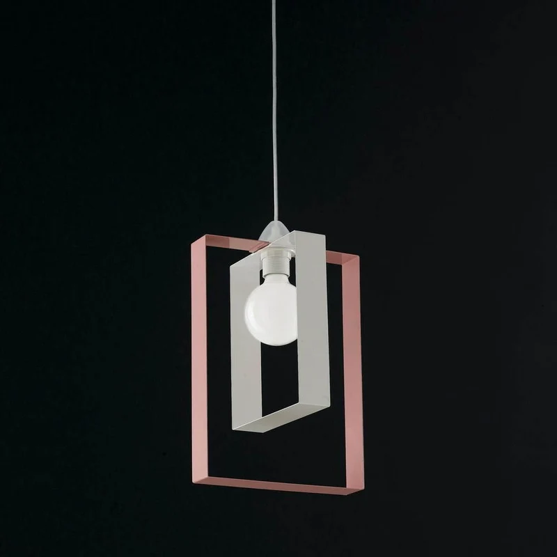 Lustre suspension rose blanc avec rectangles