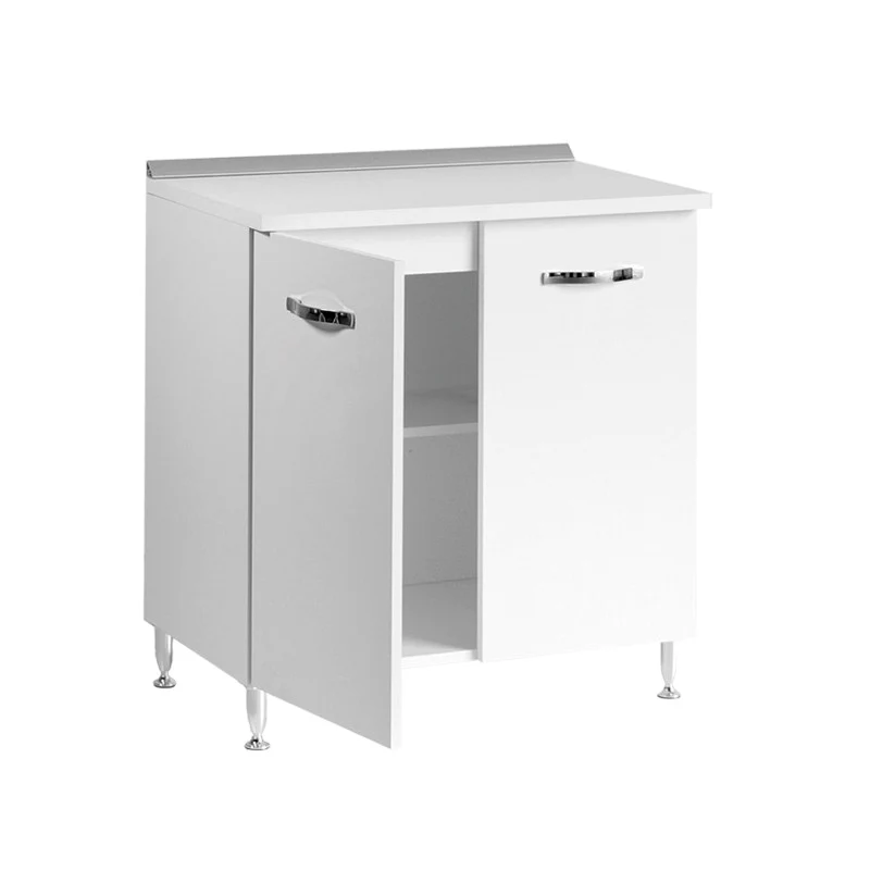 Meuble bas de cuisine Blanc Frêne, 2 portes, 80x50xH 85 cm
