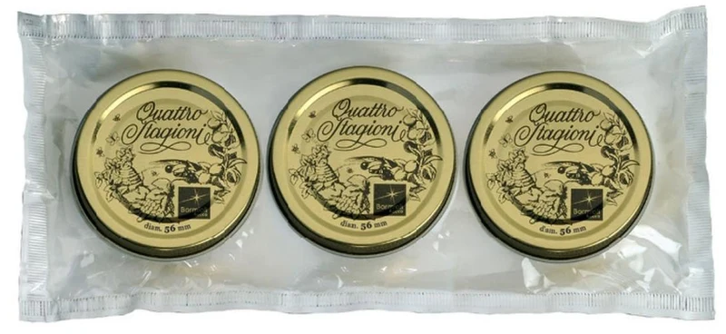 Lot de 3 Bouchons 4 Saisons de 56 mm Idéal pour fermer les pots et les bocaux en verre. Caractéristiques : Diamètre : 56 mm