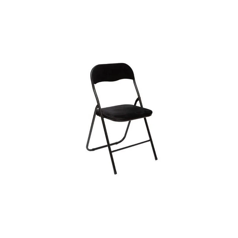 Chaise pliante gain de place en velours Noir 39x39x h79 cm