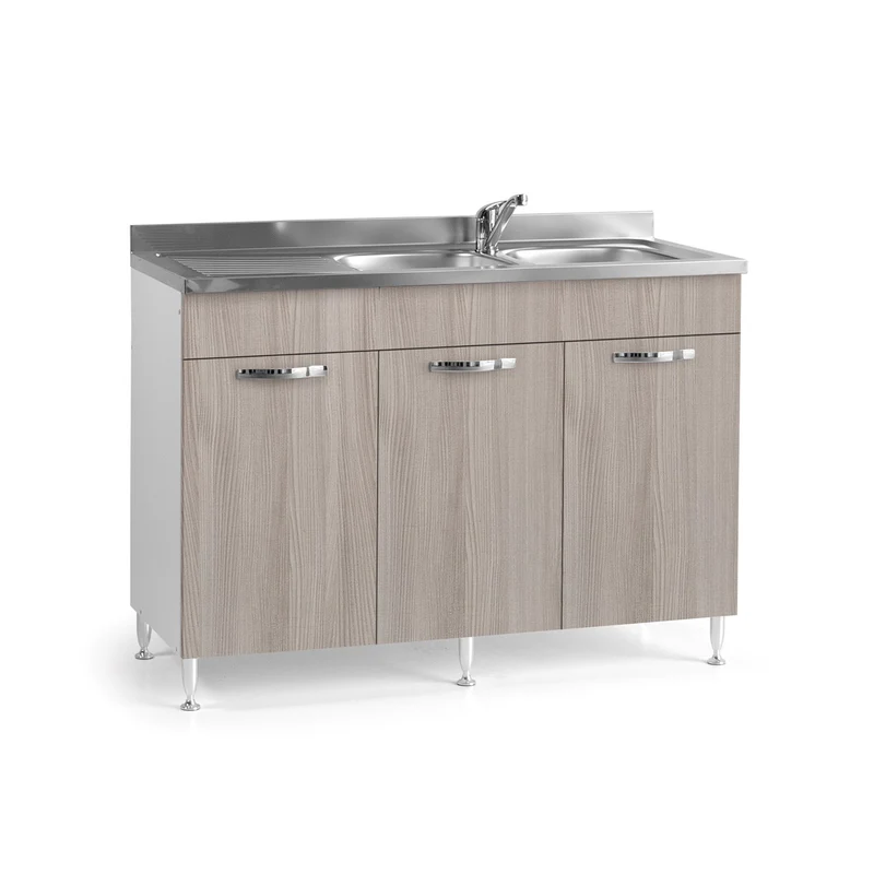 Évier de cuisine avec 3 portes Olmo réversibles 120x50xH 85
